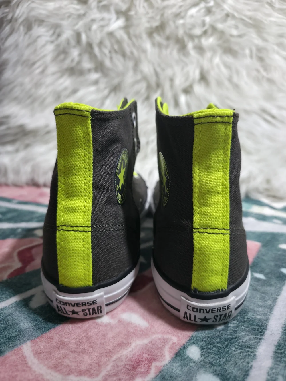 Converse Hi-Top Sneakers in Neon Yellow and Grey